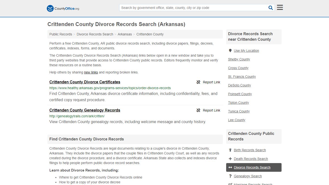 Divorce Records Search - Crittenden County, AR (Divorce ...